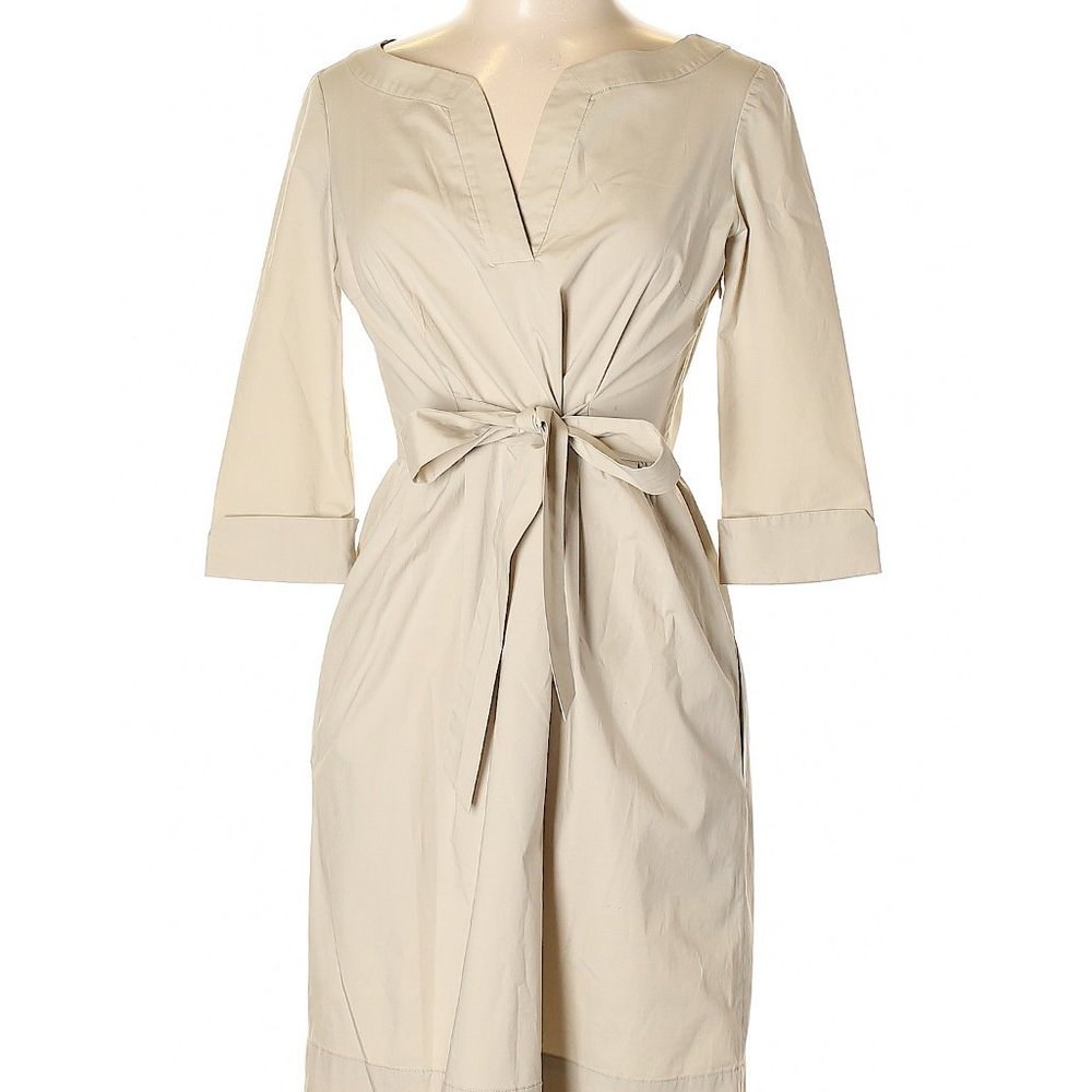 Joseph Casual Tan V-neck 3/4 Sleeve Dress Size 38 (FR)